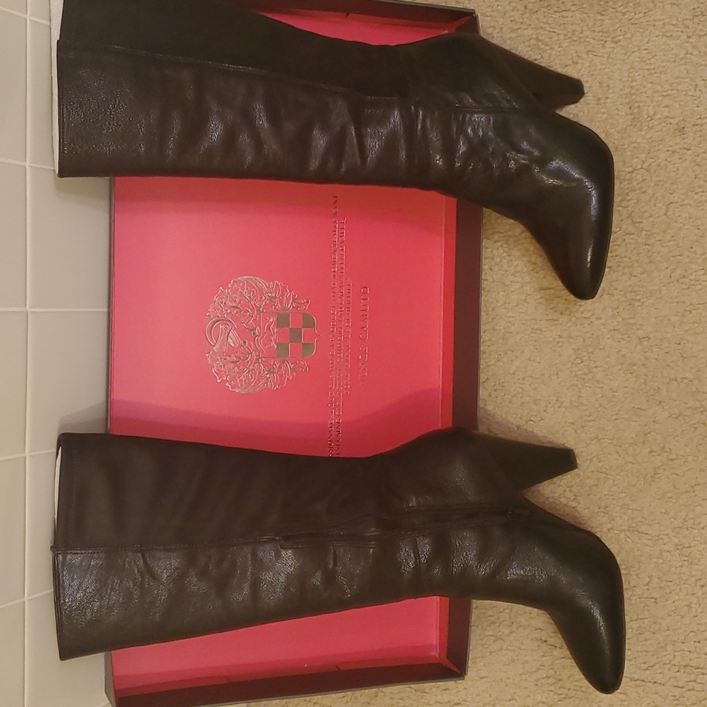 Vince Camuto Black Leather Tall Shaft Boot